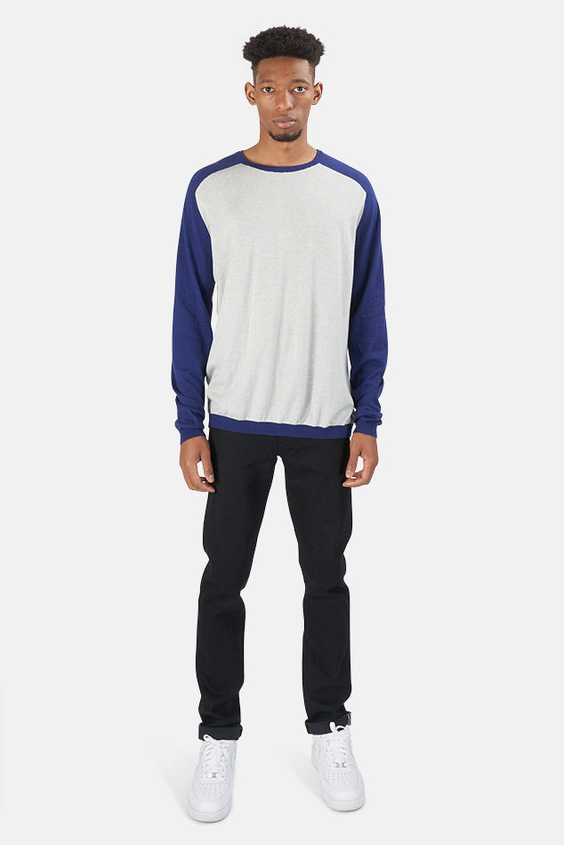 Cashmere Raglan Sweater Quicksilver/Moon - blueandcream