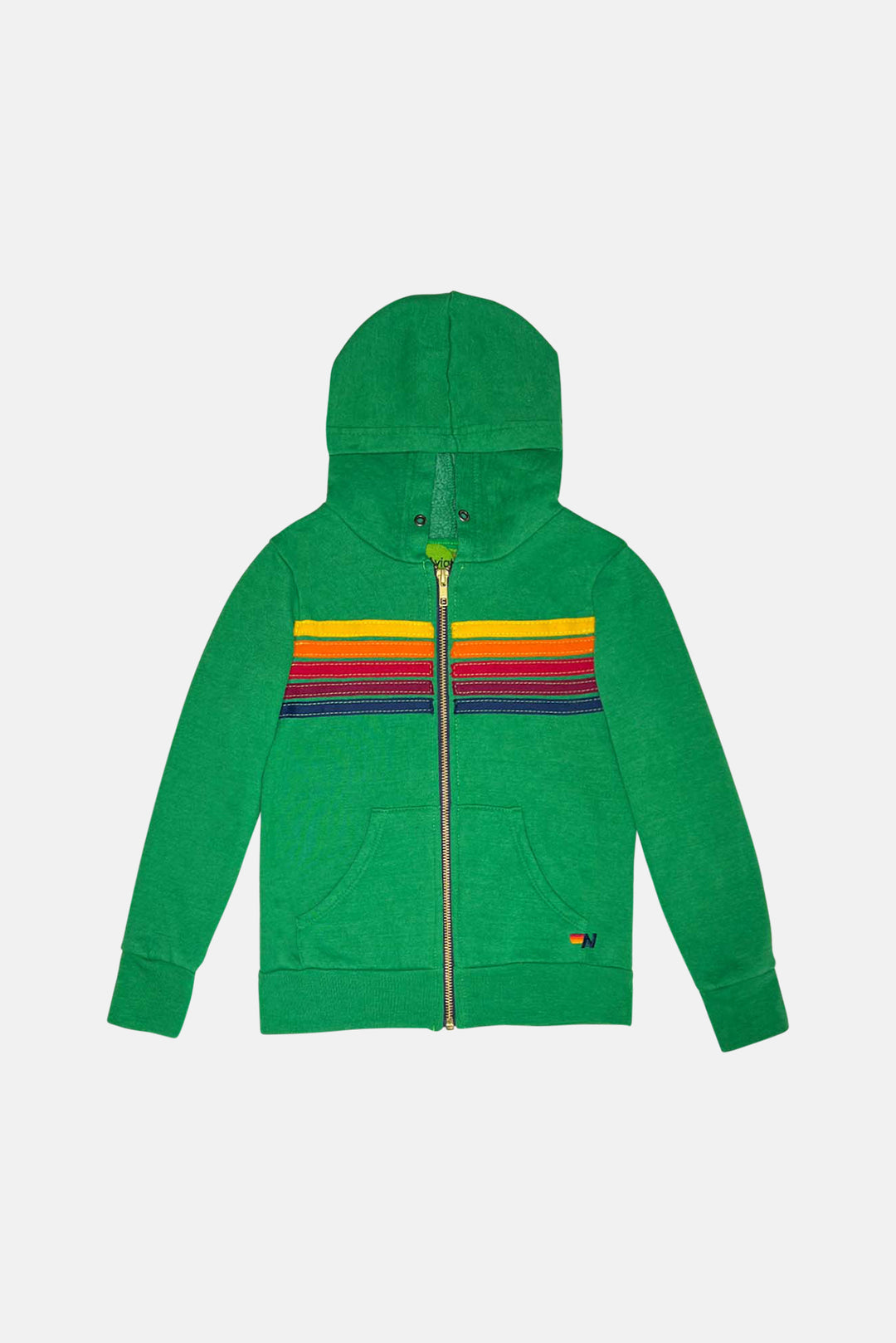 Kid's Stripe Zip Hoodie Kelly Green1