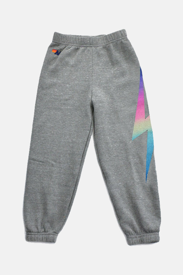 Kids Bolt Print Sweatpants Heather/Rainbow Pink - blueandcream