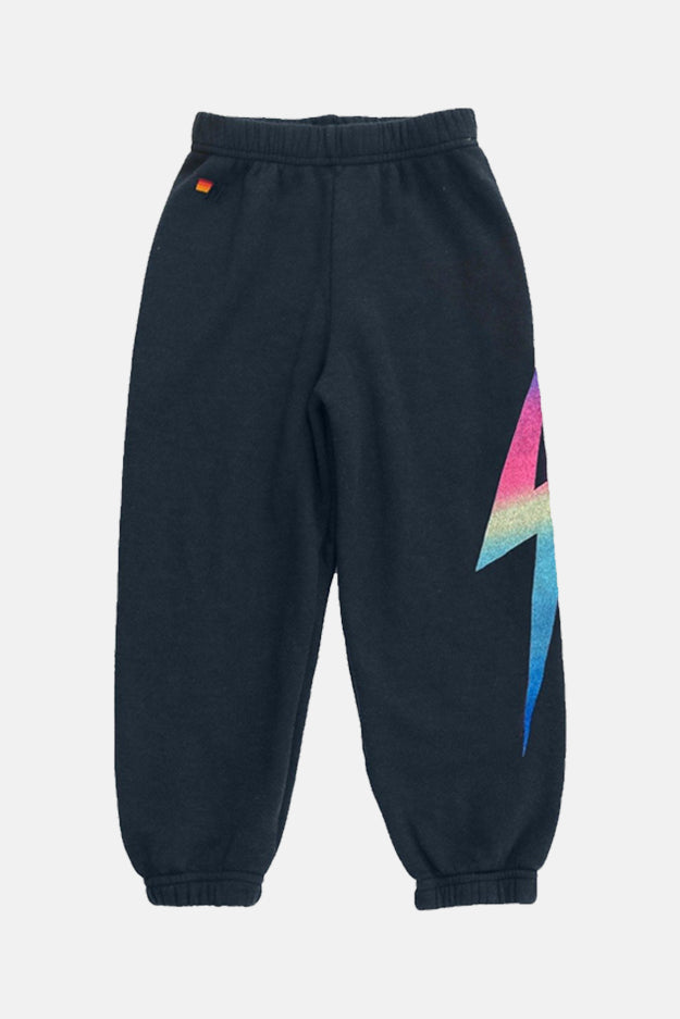 Kids Bolt Print Sweatpants Charcoal/Rainbow Pink - blueandcream