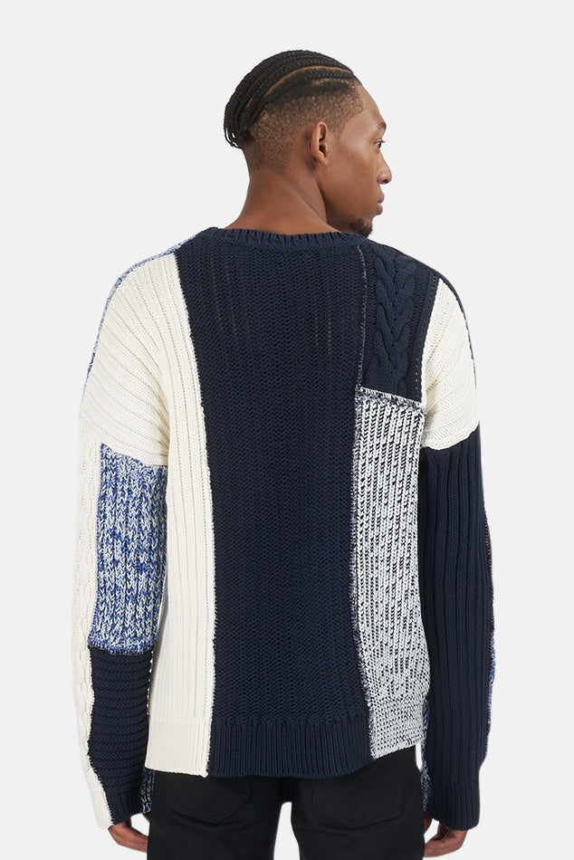 Pierre Balmain Knit Patchwork Sweater - blueandcream