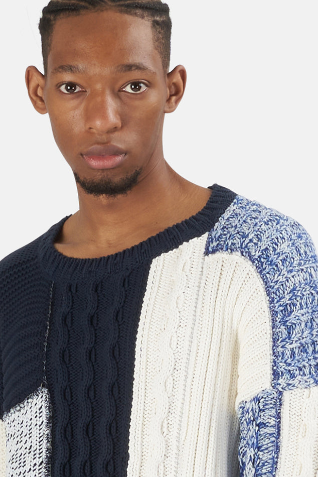 Pierre Balmain Knit Patchwork Sweater - blueandcream