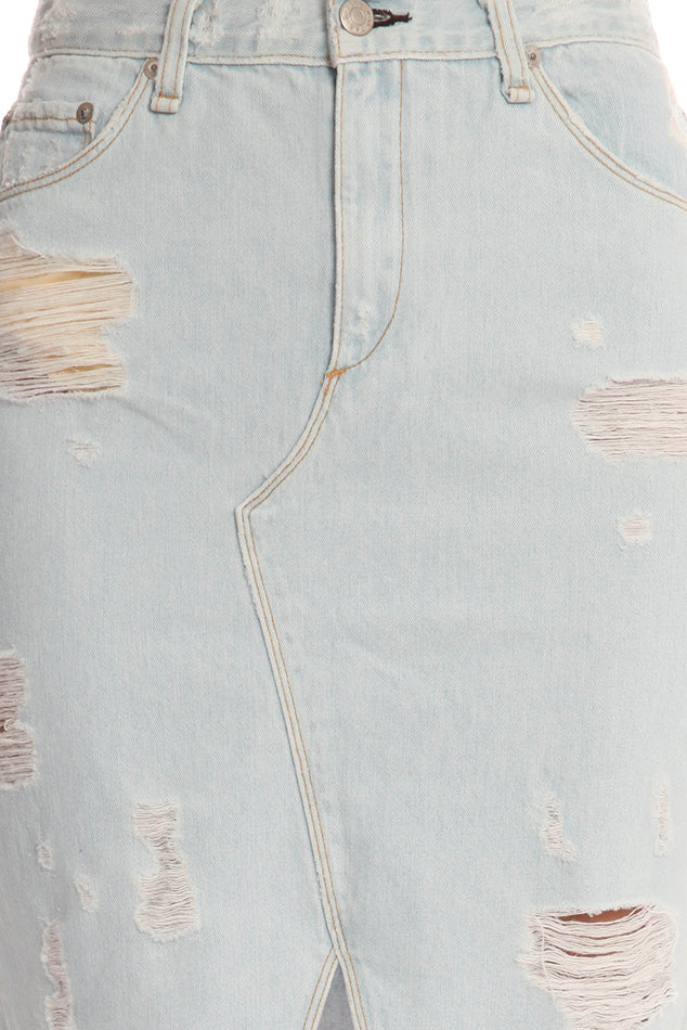 rag & bone/JEAN Denim Skirt Shredded - blueandcream