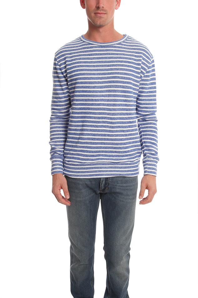 V::Room Gauze Fleece Boarder Sweater - blueandcream