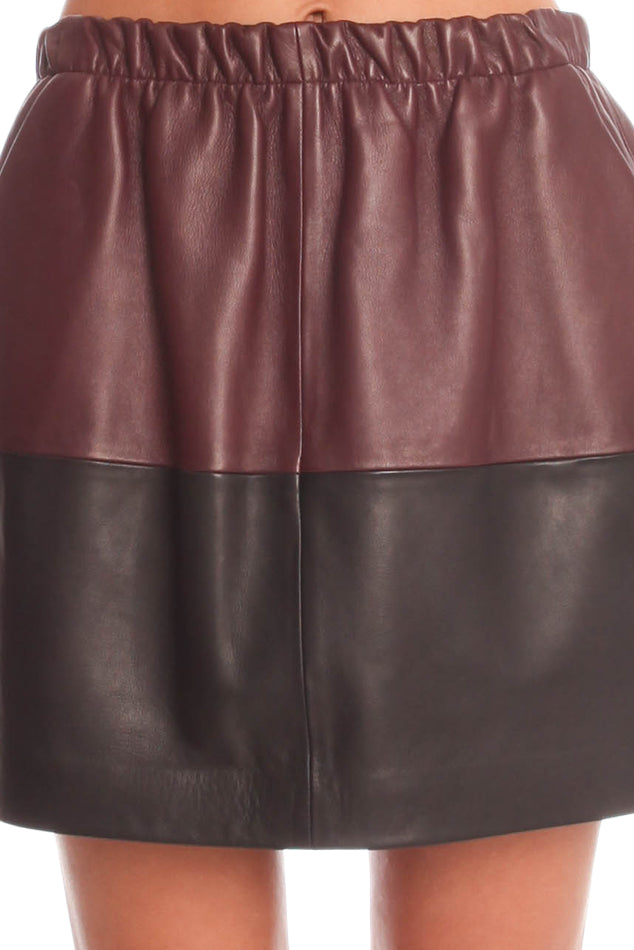 Vince Colorblock Leather Skirt - blueandcream