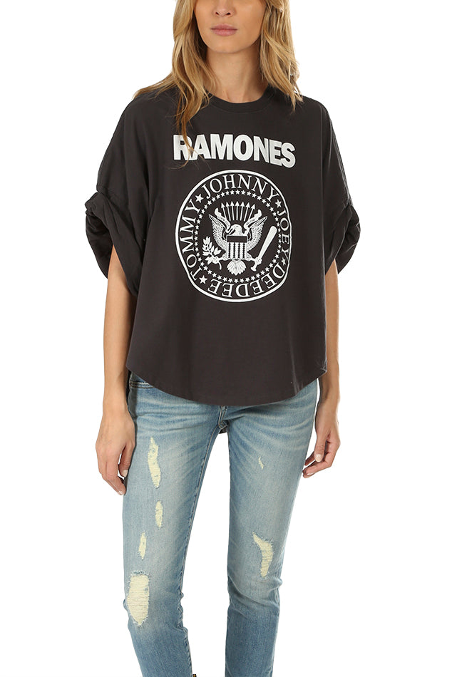 Ramones Rolled Sleeve Patti Skull Tee Black - blueandcream