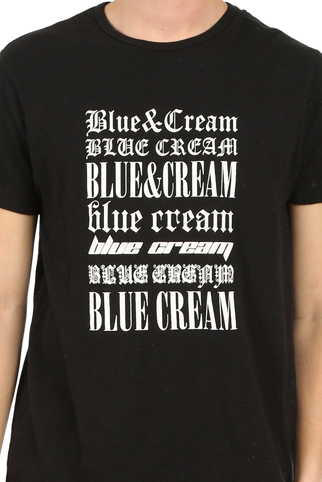 All Over Logo Tee Black - blueandcream