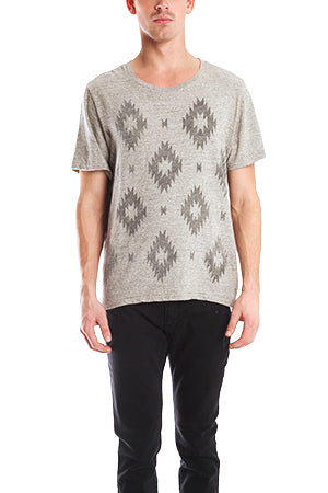 Grey Remi Relief Ikat Tee - blueandcream