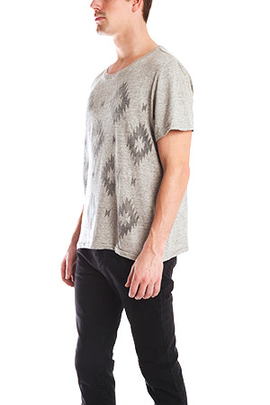 Grey Remi Relief Ikat Tee - blueandcream