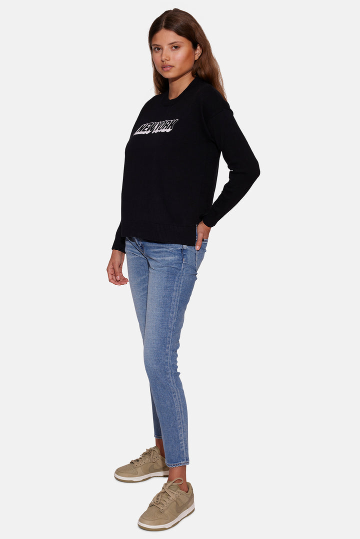 Cashmere New York Intarsia Crew Black