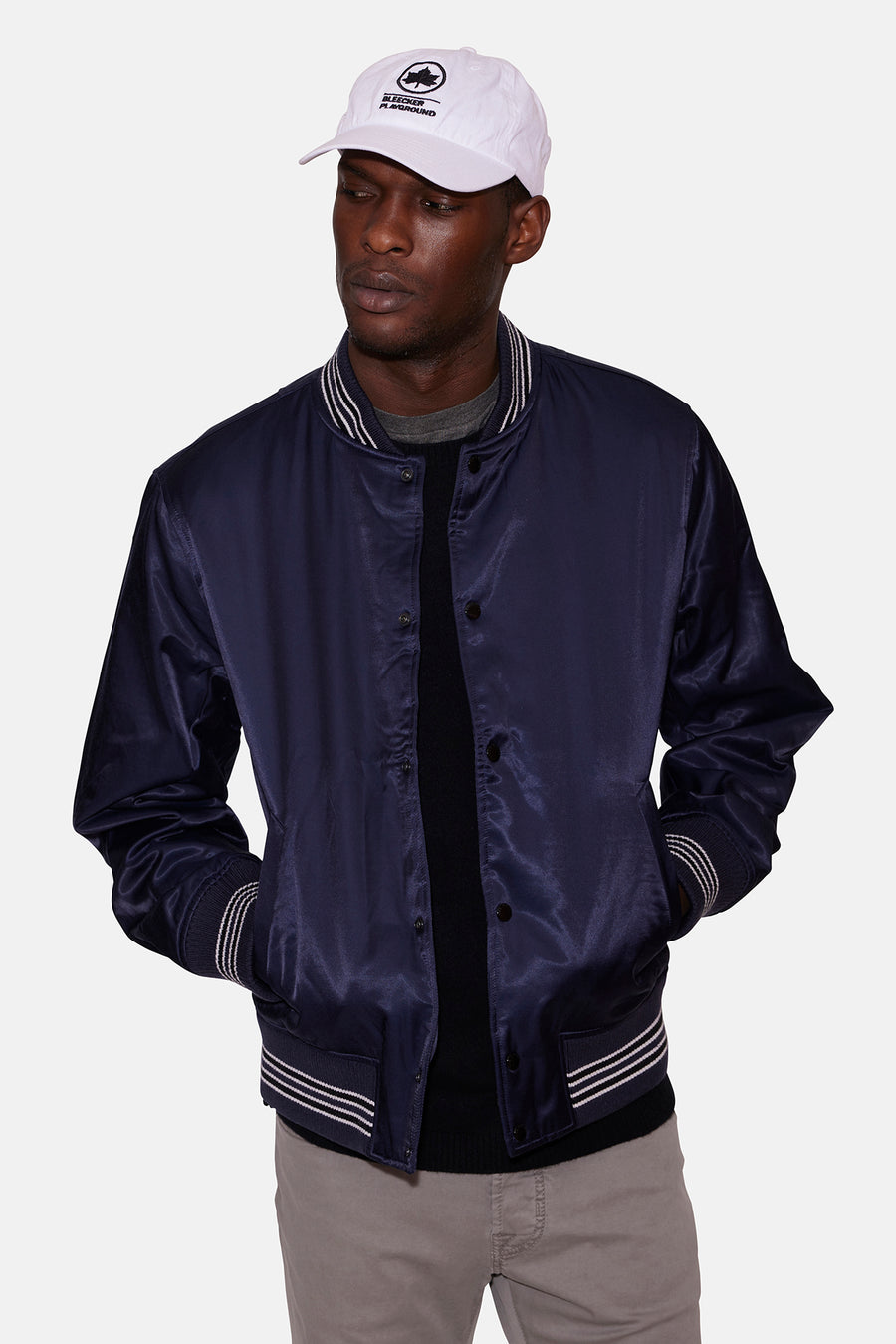 Rag & Bone Dugout Satin Jacket Salute in Blue, Size Small - Outerwear