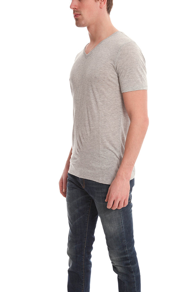 Grey ATM V Neck Tee - blueandcream