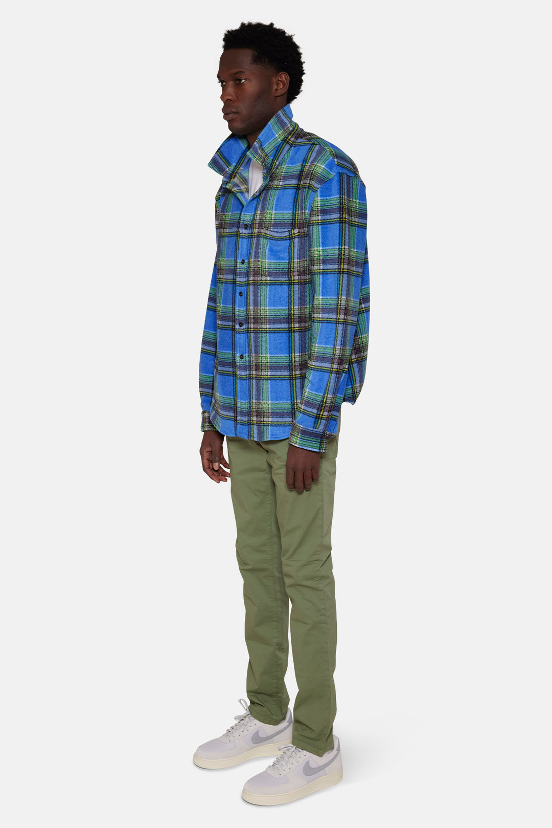 Polar Fleece Overshirt Blue Multi Plaid