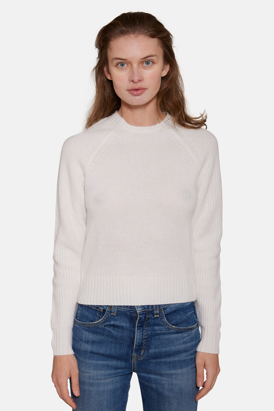 Cropped Crew Sweater White