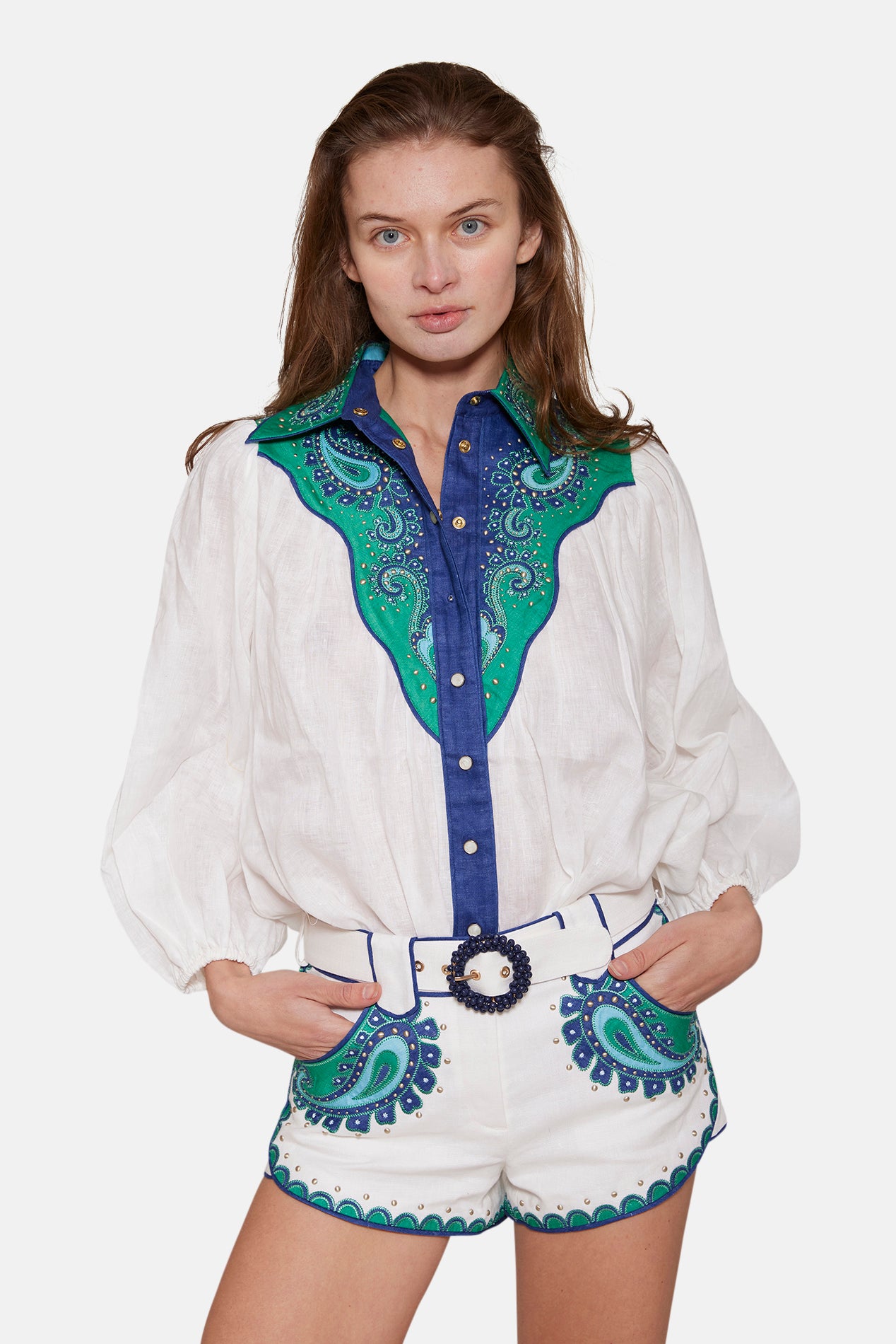 Tiggy Applique Short Ivory/Blue/Green – blueandcream