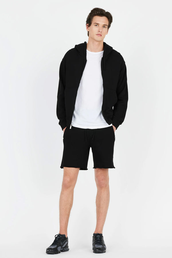 Bronx Zip Shorts Jet Black - blueandcream