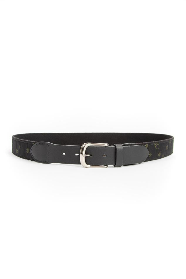 Monogram Leather Belt Black/Olive - blueandcream