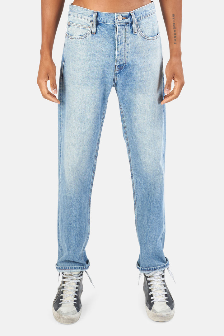 FRAME Blue Washed Selvedge Straight Fit Jeans - blueandcream