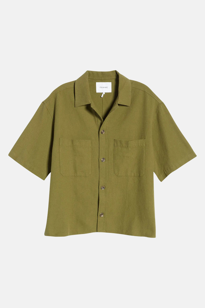 Short Sleeve Woven Shirt Rifle Green - blueandcream