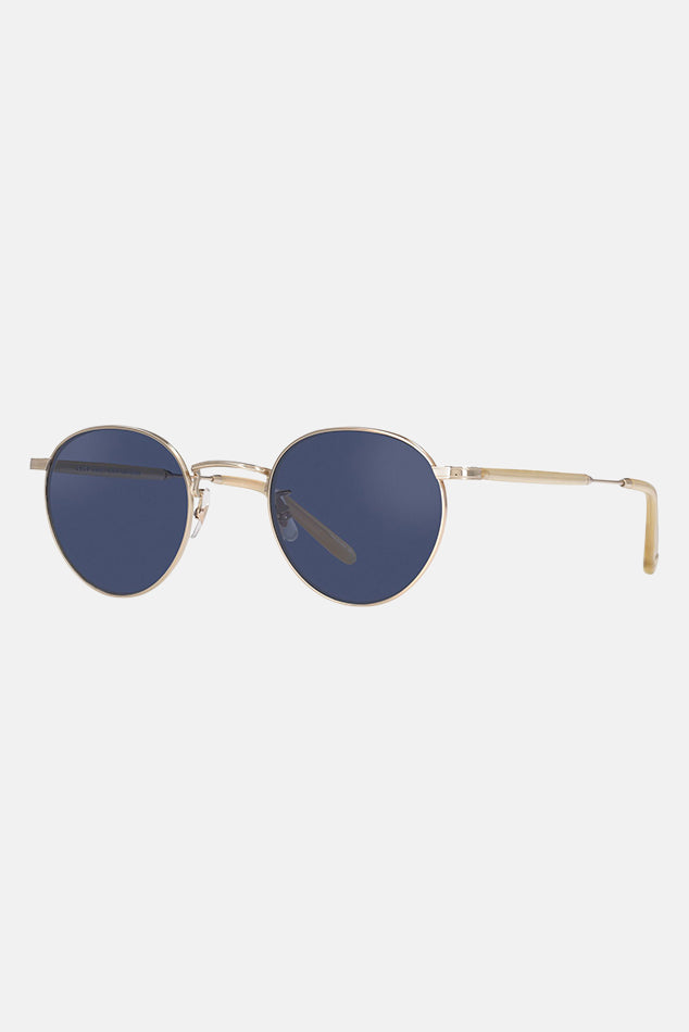 Garrett Leight Gold-Toffee/Semi-Flat Navy Wilson 49 Sunglasses - blueandcream