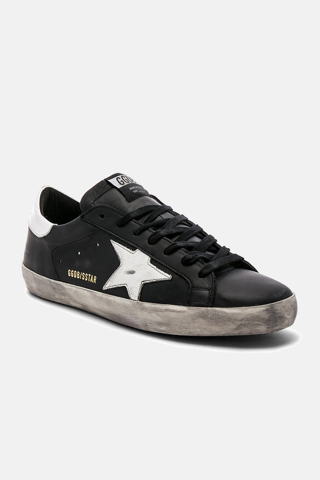 Super-Star Low Top Sneaker Black/White Star Distressed - blueandcream
