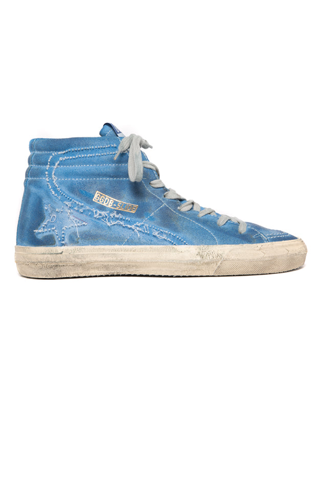 Slide High Top Sneaker Ripped Off Blue - blueandcream