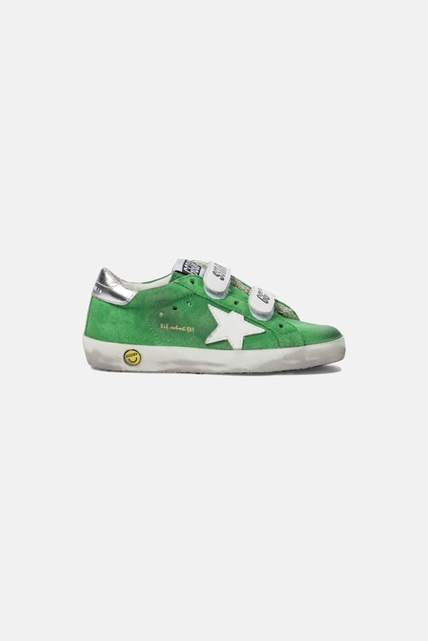 Toddler Old School Low Top Sneaker Bright Green/Silver Heel - blueandcream