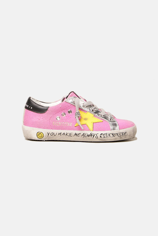 Kids Super-Star Low Top Sneaker Pink/Yellow Star - blueandcream