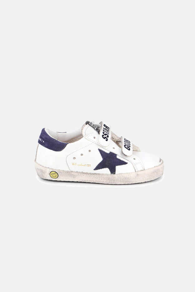 Kids Old School Low Top Sneaker White/Blue Depths Star - blueandcream