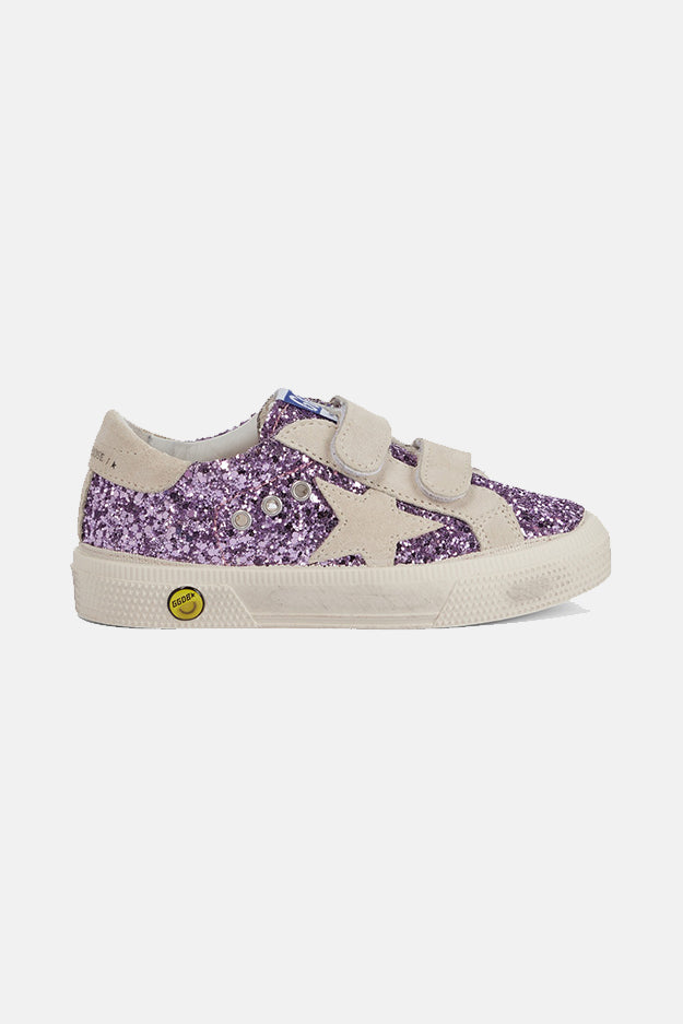 Kids May Low Top Sneaker Lavender Glitter/Beige Star - blueandcream
