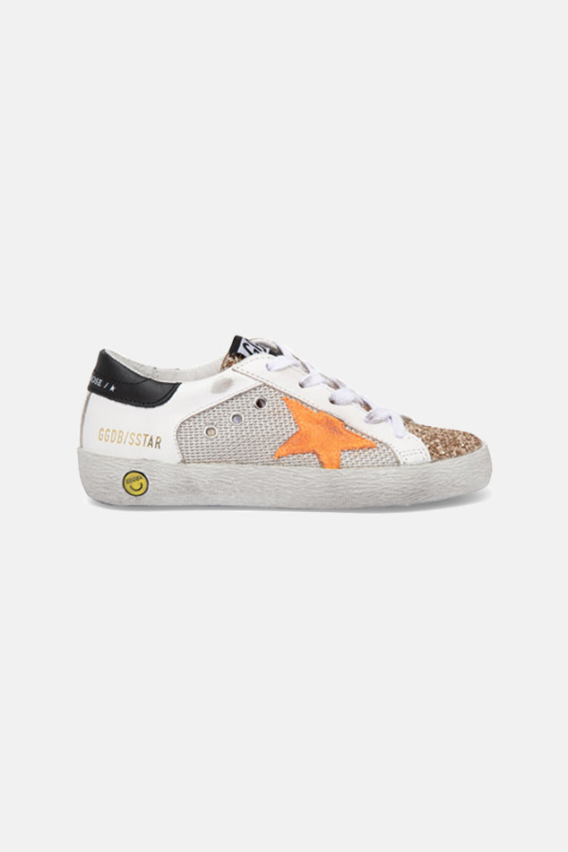 Super-Star Low Top Sneaker White/Orange/Glitter Toe - blueandcream