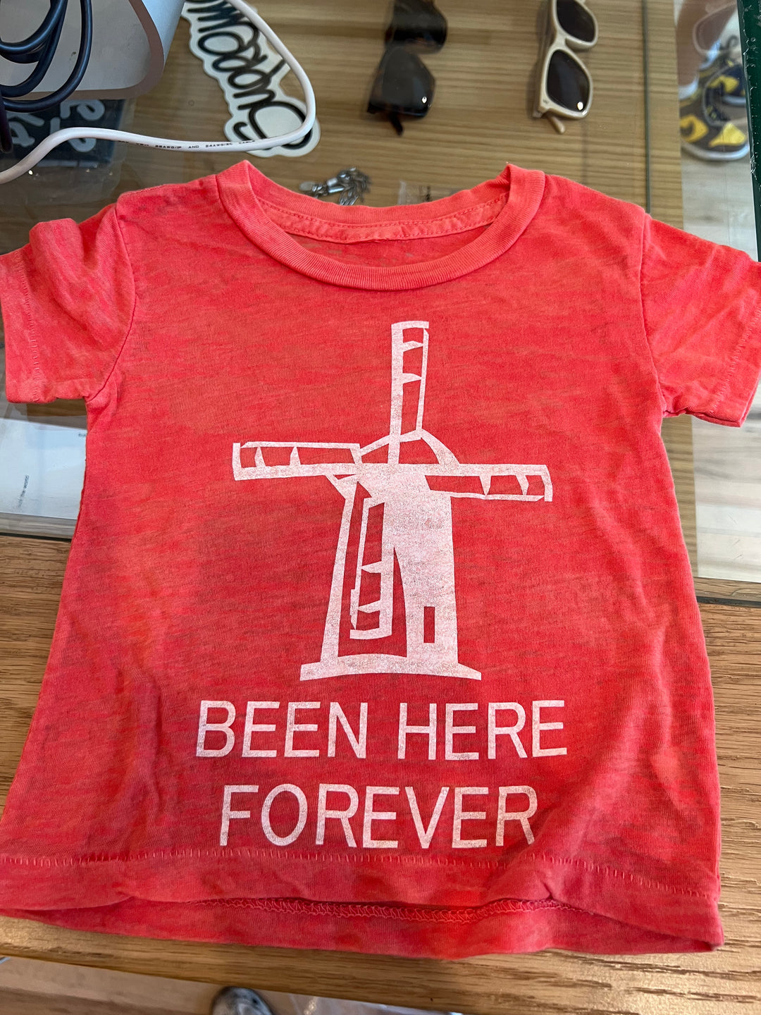 Been Here Forever Windmill Red Kids Tee - blueandcream