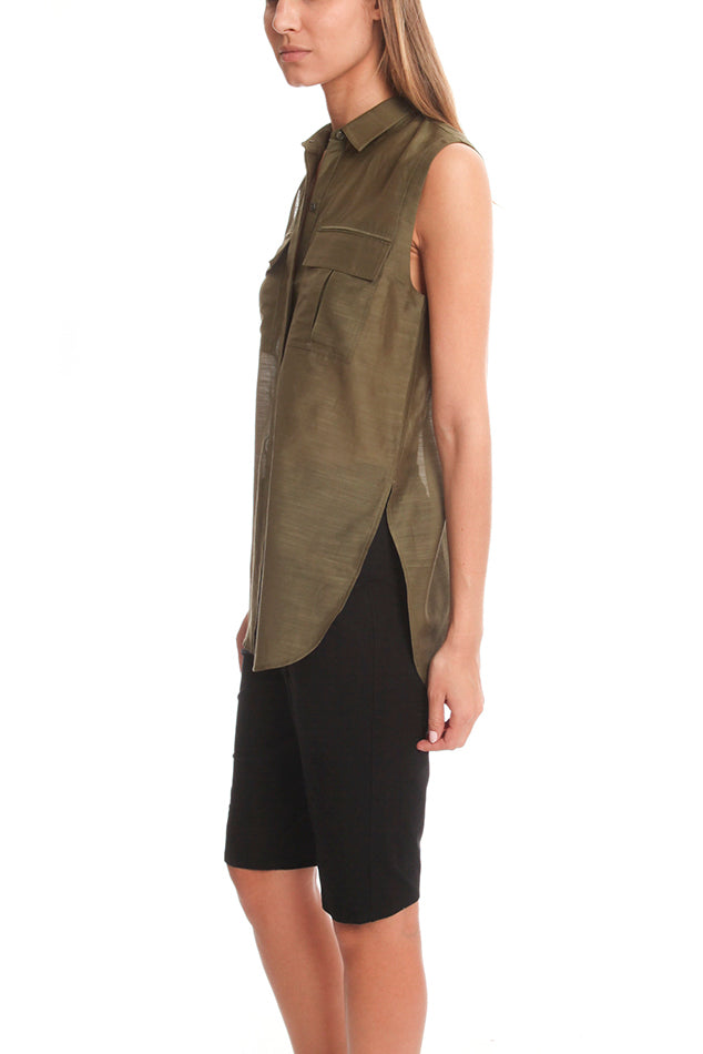 Helmut Lang Shirting Sleeveless Top - blueandcream