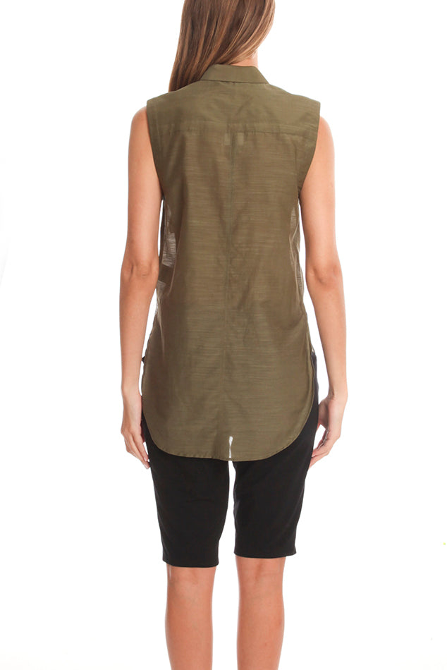 Helmut Lang Shirting Sleeveless Top - blueandcream