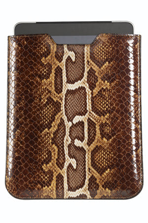 Graphic Image Ipad Sleeve in Faux Brown Python - blueandcream