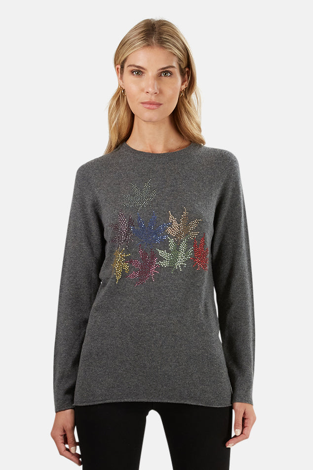 Cashmere Multi-Leaf Derby Sweater Grey - blueandcream
