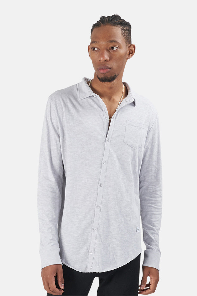 Essential Knit Shirt Light Grey - blueandcream