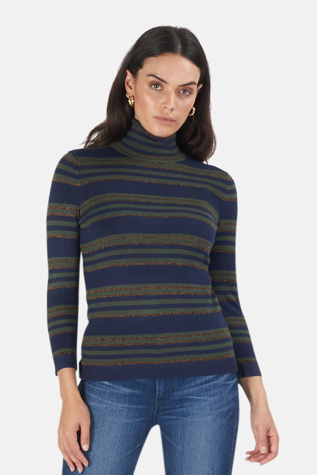Harlee Sweater Olive/Bronze Stripe - blueandcream