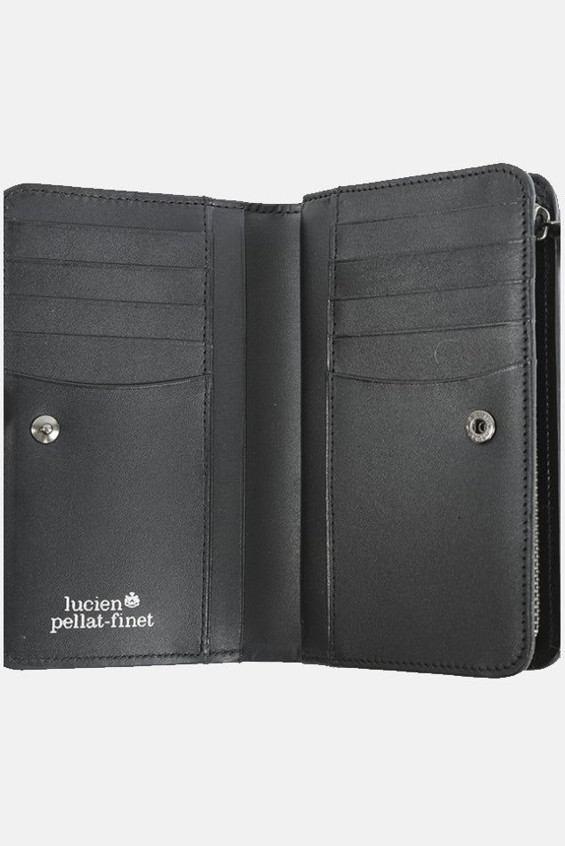 Leather Blended Wallet Black - blueandcream