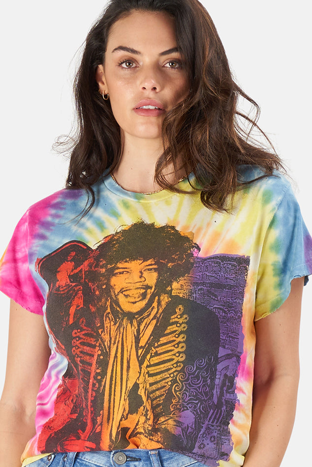 Jimi Hendrix Tee Rainbow Tie Dye - blueandcream