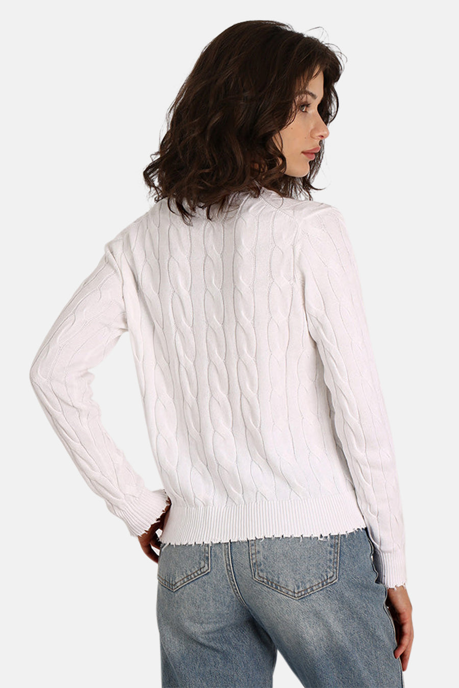 Cotton Cable Cardigan White