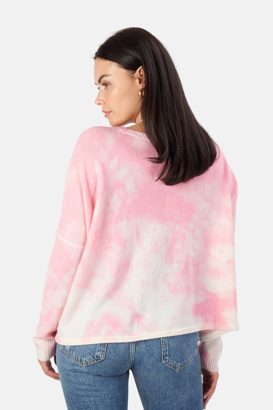 Minnie Rose Pink Sand Bleach Print Boyfriend Crop Sweater - blueandcream