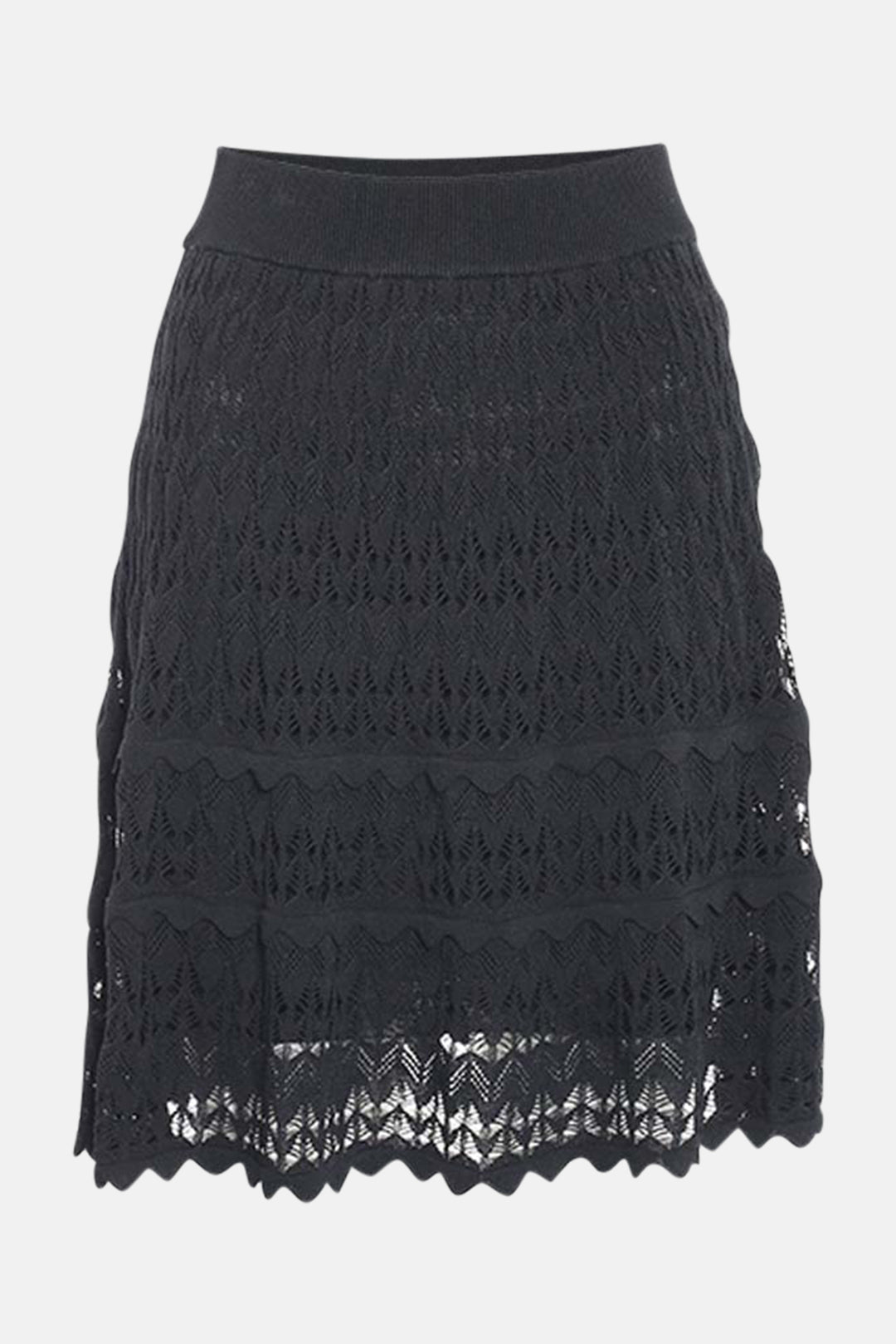 Pointelle Flared Mini Skirt Black - blueandcream