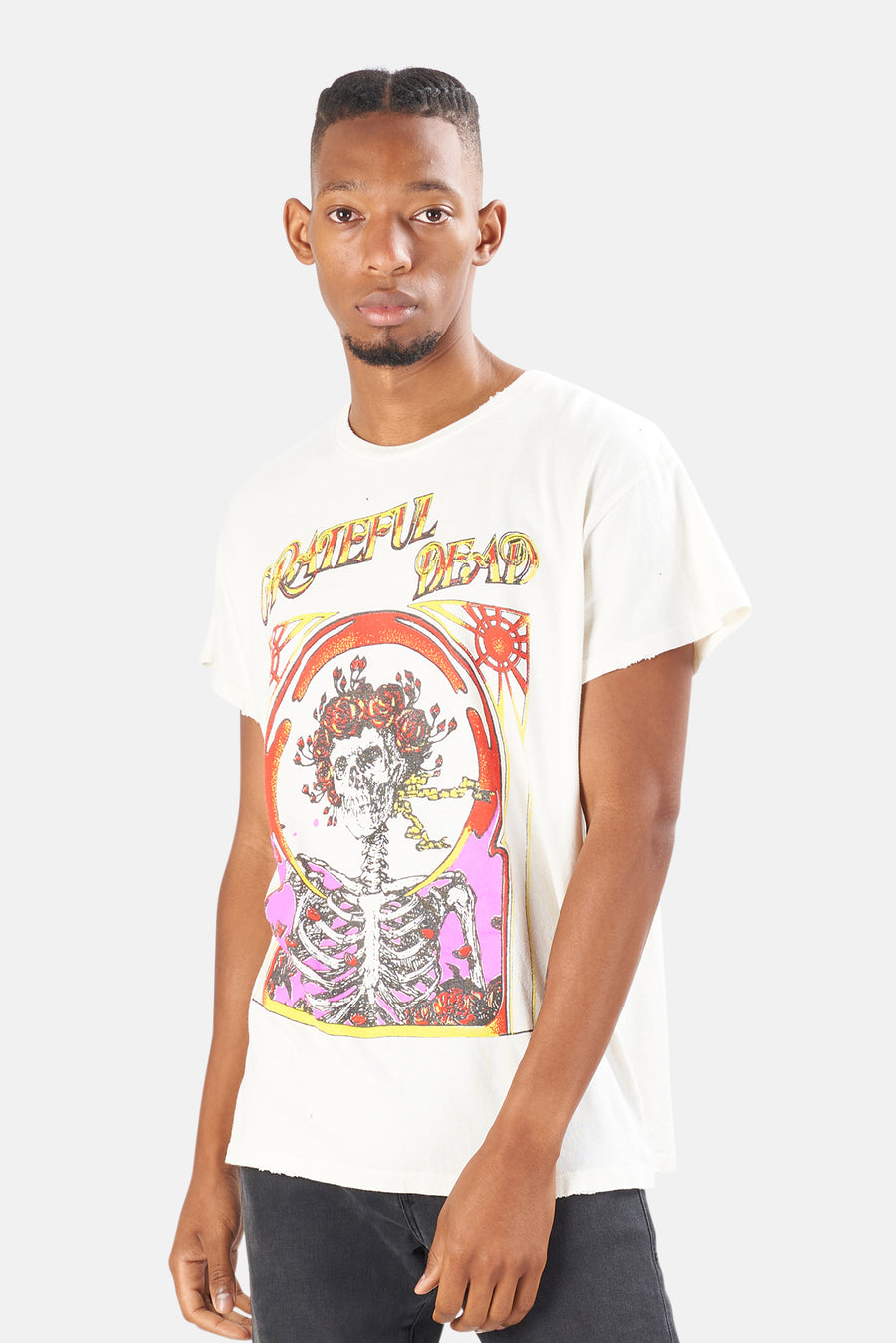 MadeWorn Grateful Dead Skull and Roses Unisex Tee Off White / S