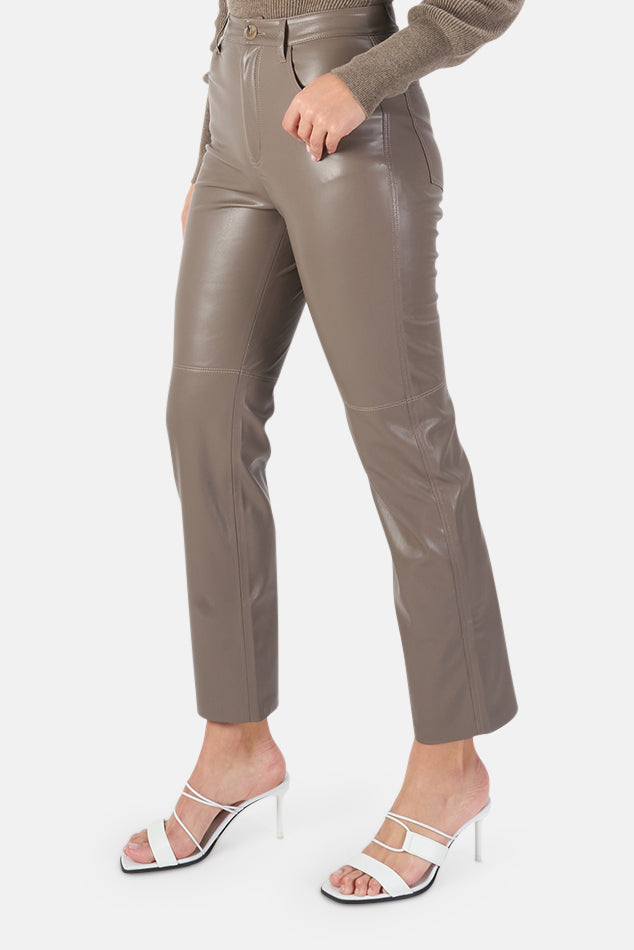 Vinni Vegan Leather Pants Clay - blueandcream