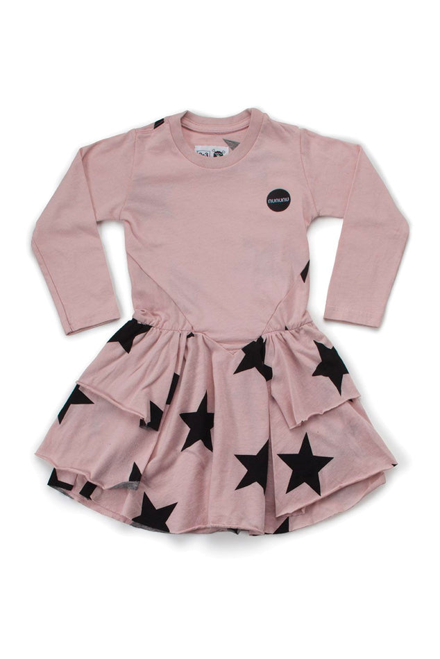 Pink NUNUNU Layered LS Star Dress - blueandcream