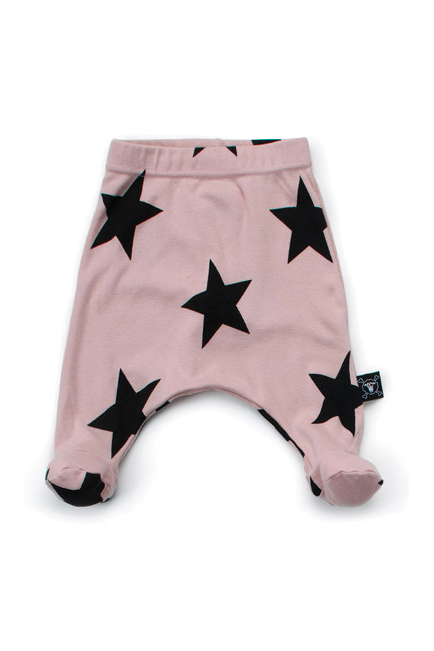 Pink NUNUNU Star Baggy Footies - blueandcream