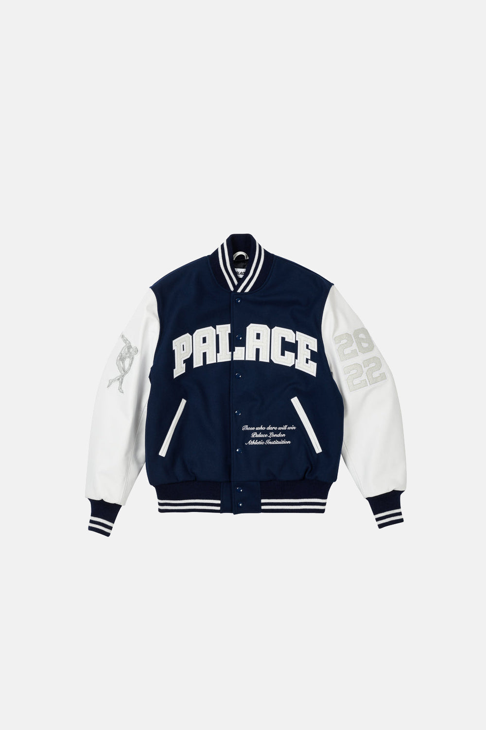 Palace Greek Varsity Jacket Navy - blueandcream