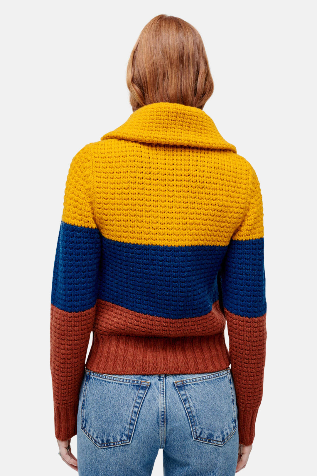 70s Sweater Jacket Mustard Multi - blueandcream