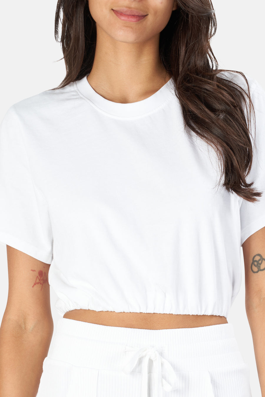 Substance Jersey Bubble Cropped Tee White - blueandcream